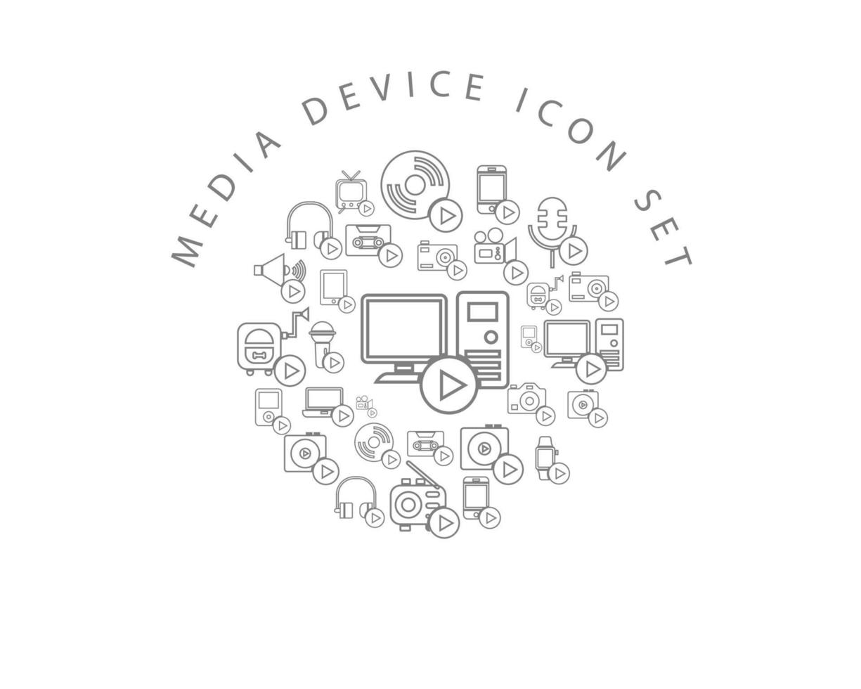 Media device icon set design on white background vector