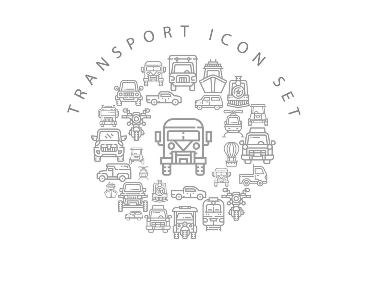 diseño de conjunto de iconos de transporte sobre fondo blanco. vector