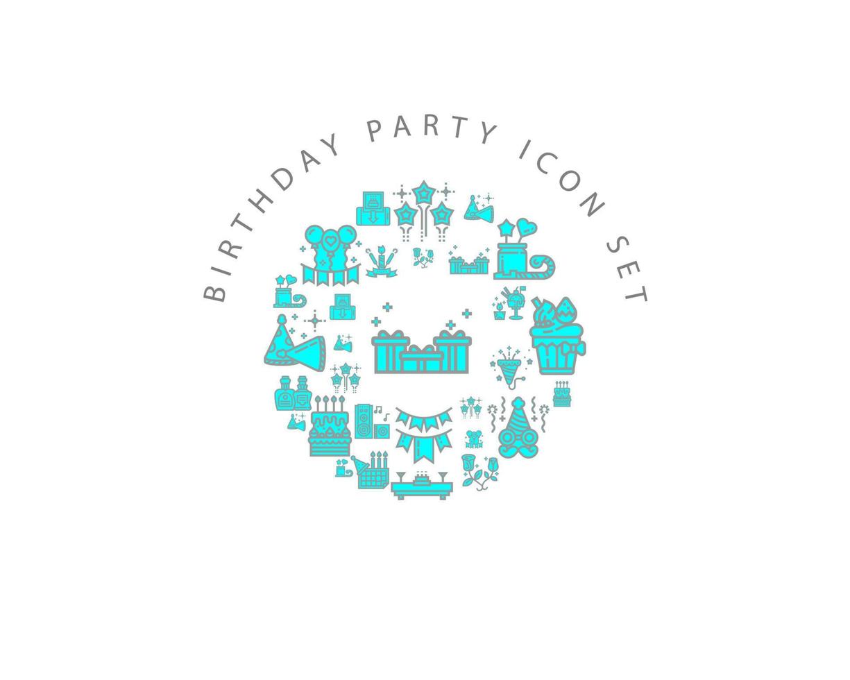 Birthday party  icon set design on white background. vector