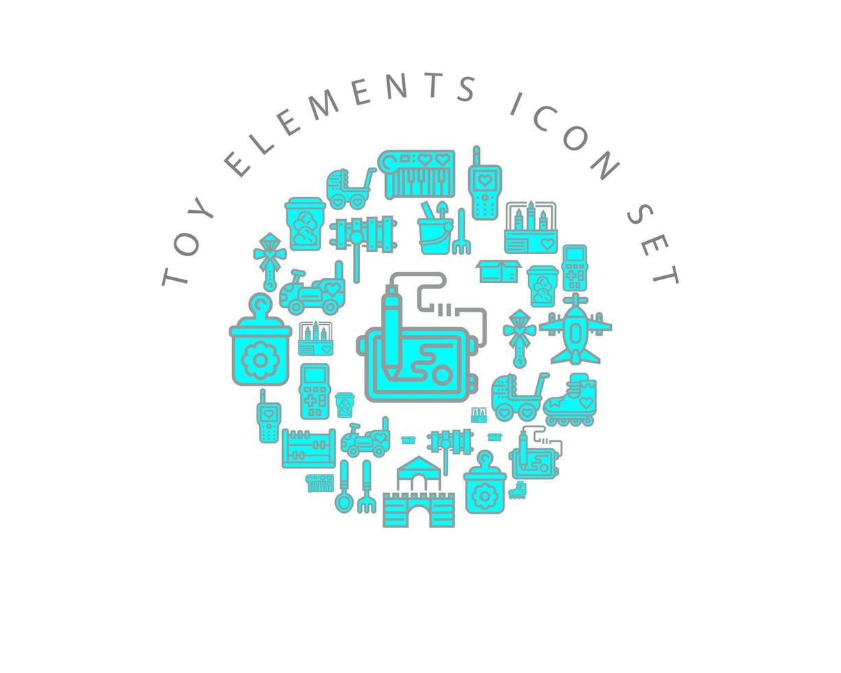 Toy elements icon set design on white background. vector