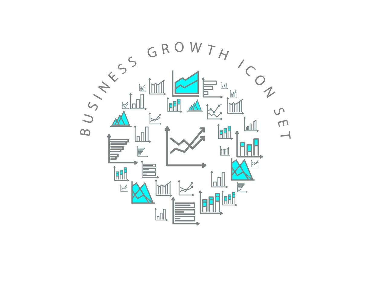 Business growth icon set design on white background. vector