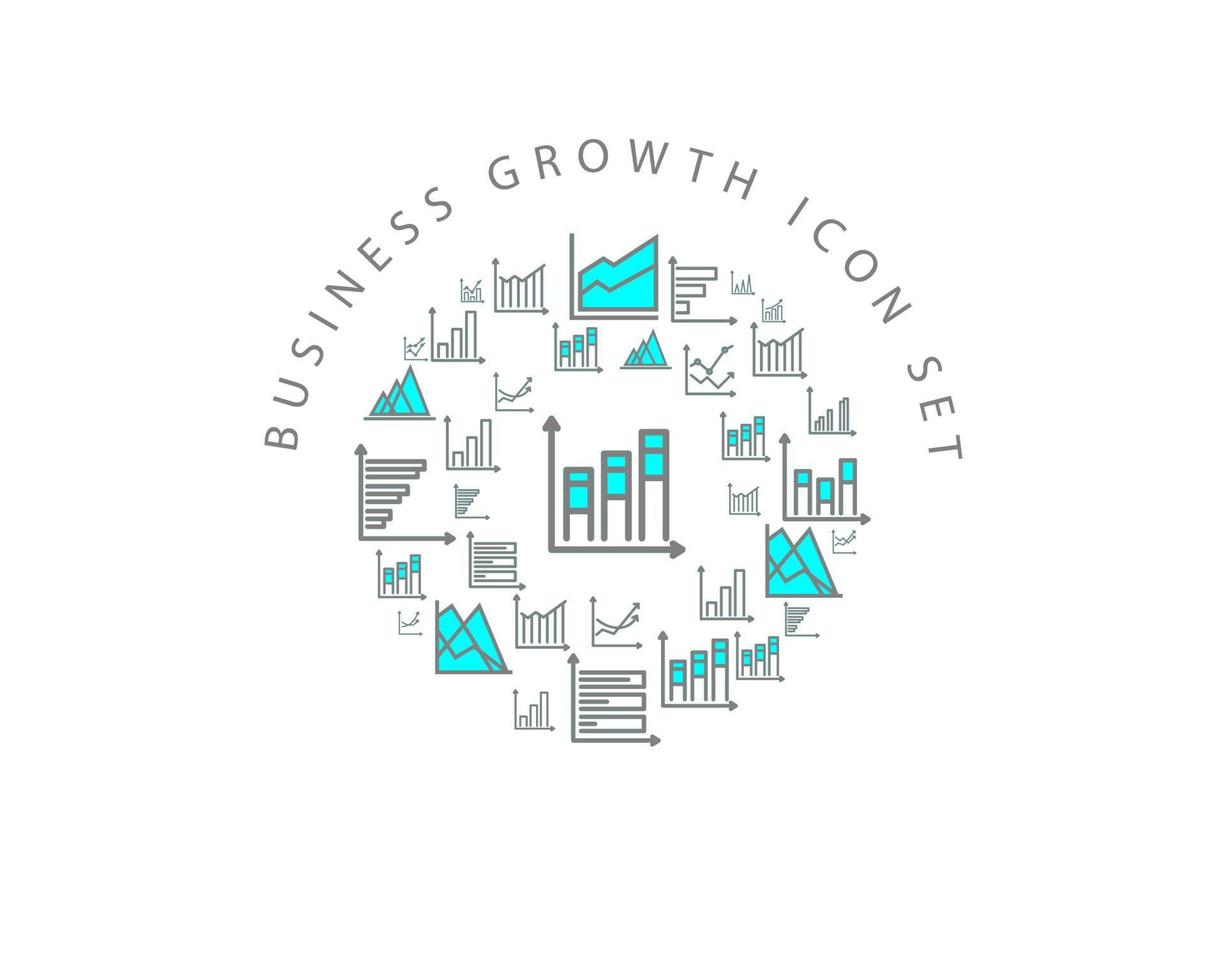 Business growth icon set design on white background. vector