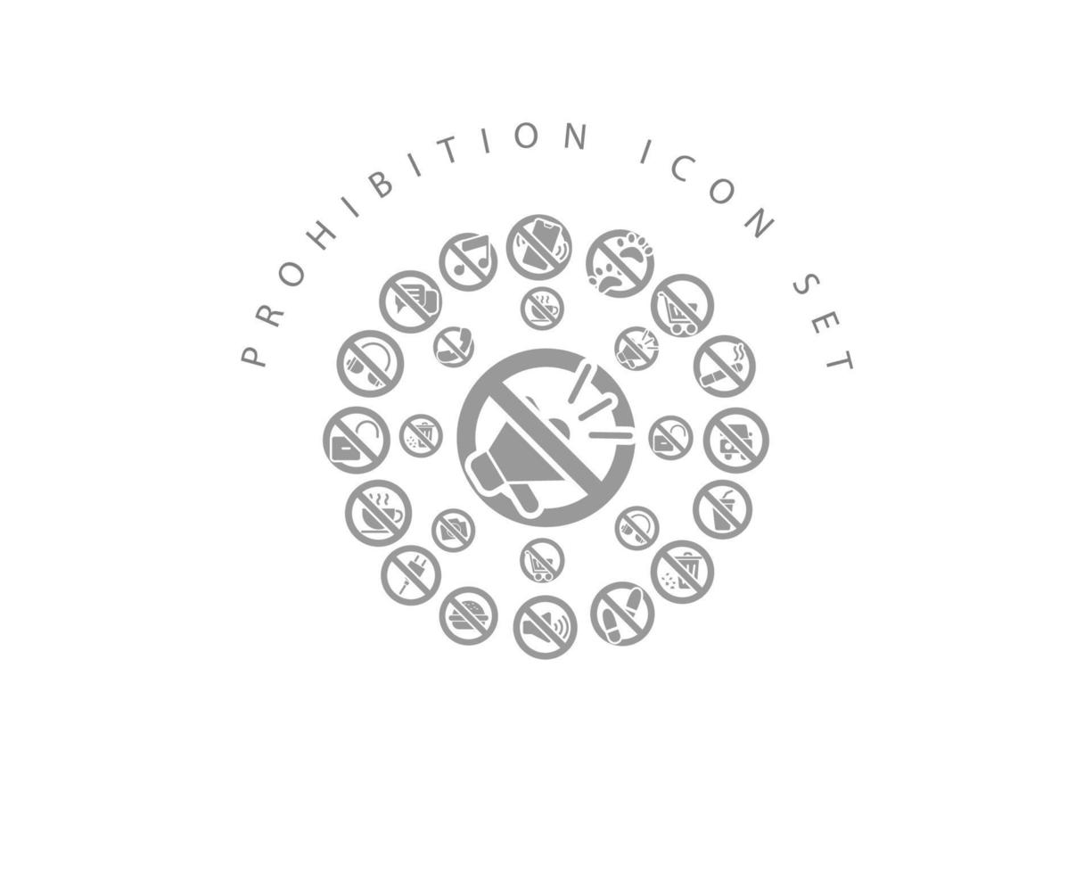 Prohibition icon set design on white background. vector