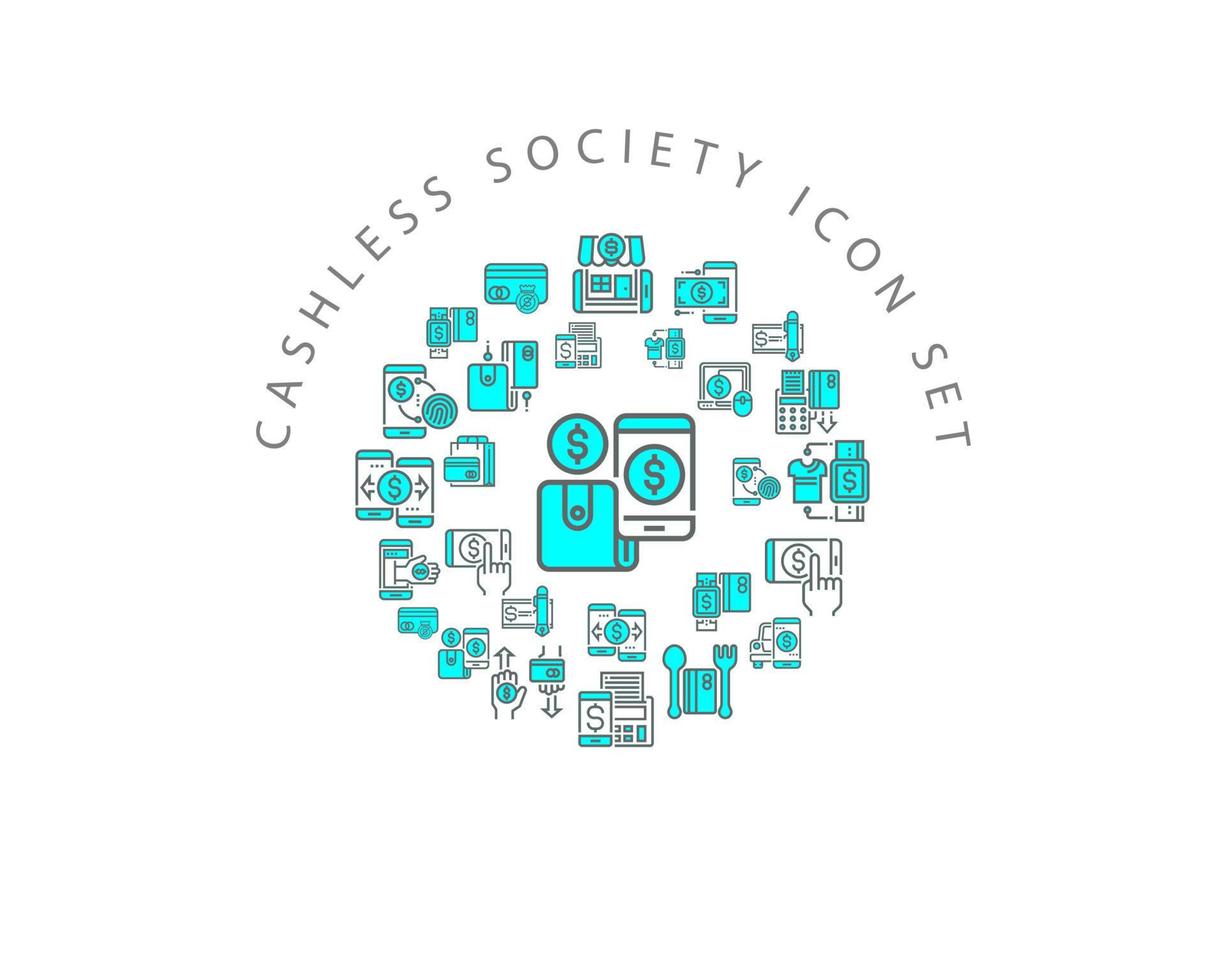 Cashless society icon set design on white background vector