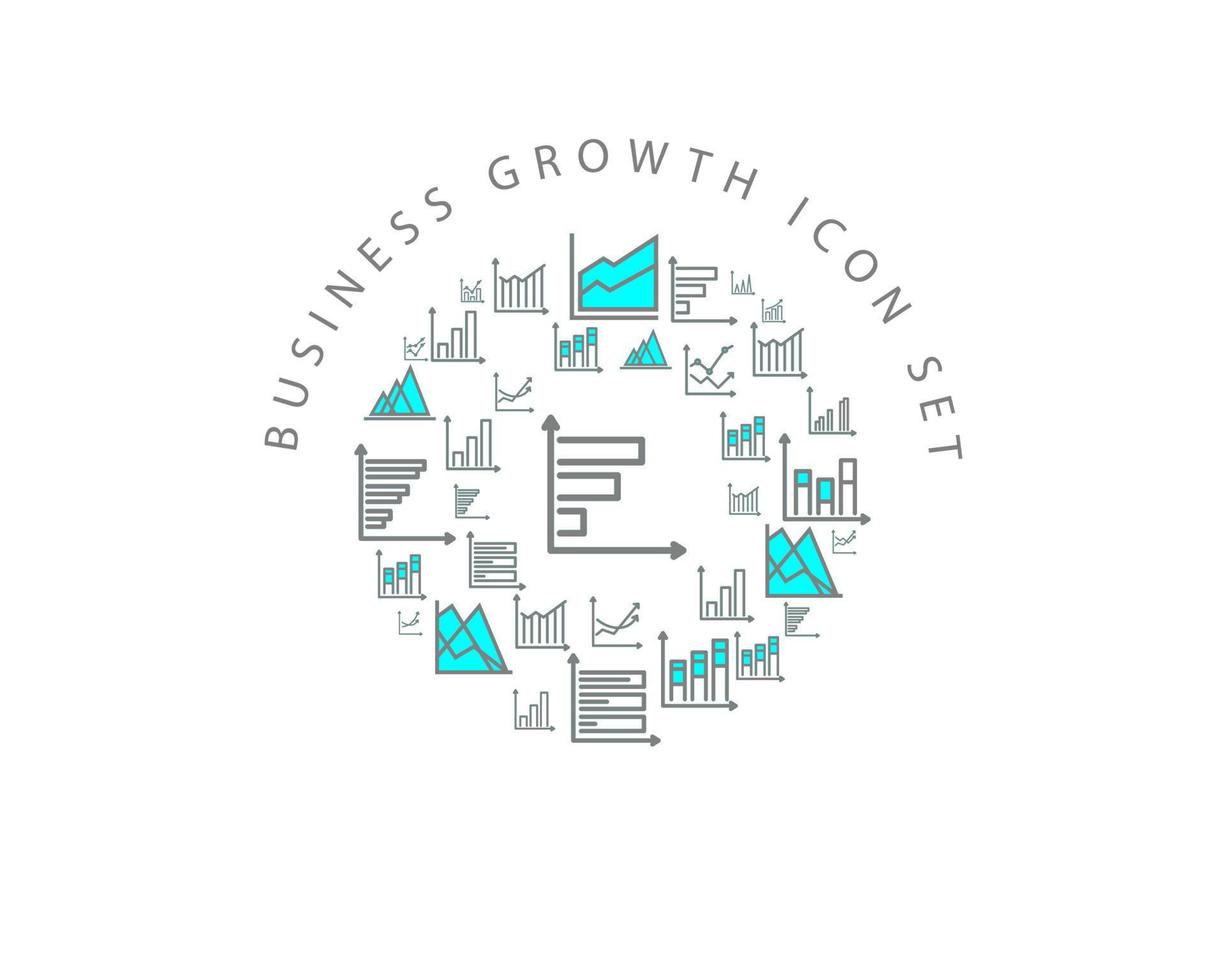 Business growth icon set design on white background. vector