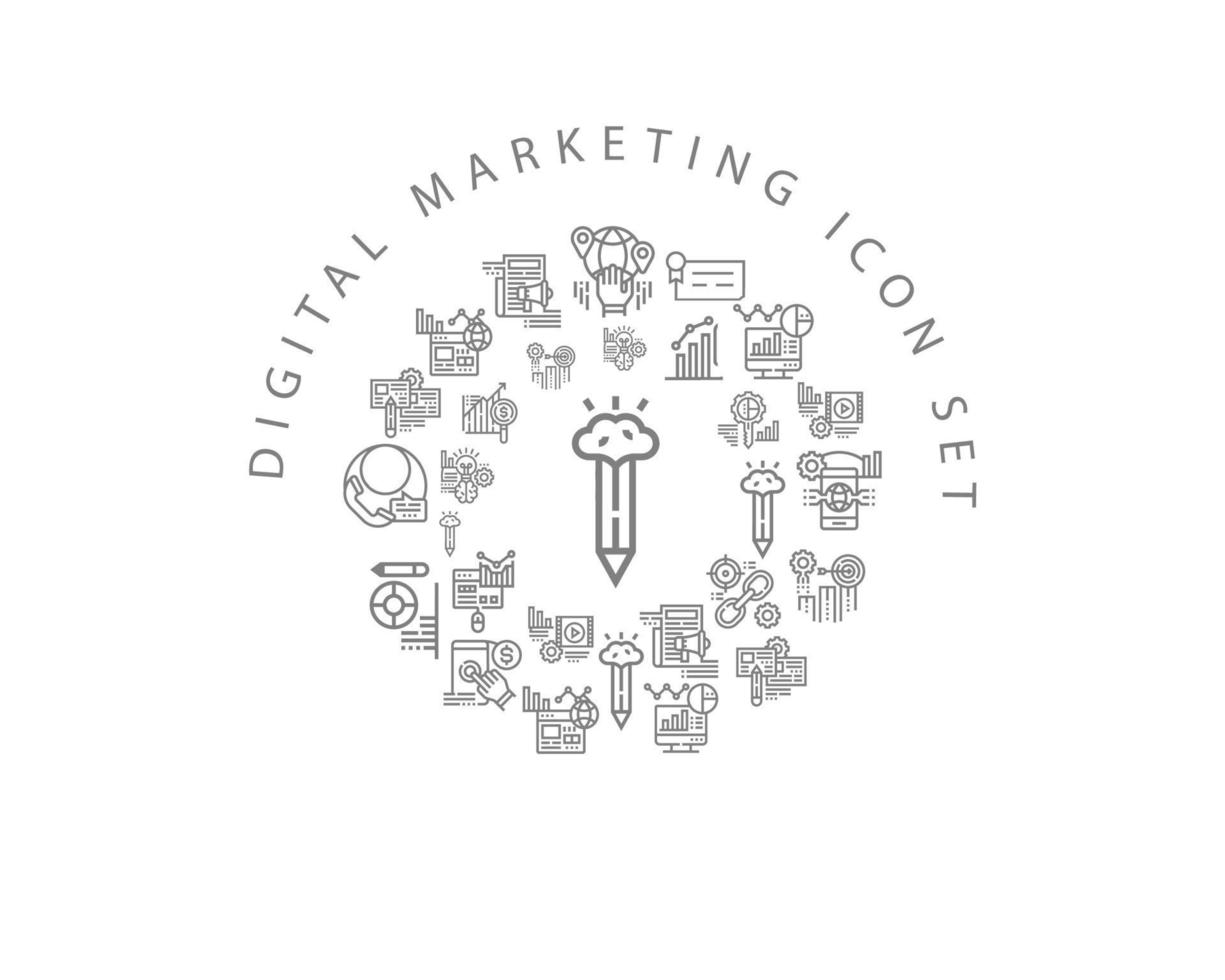 Digital Marketing icon set design on white background vector