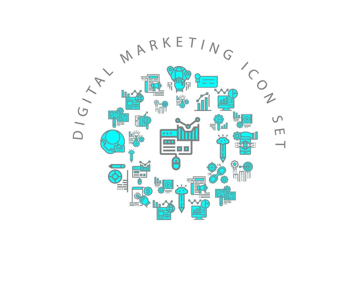 Digital Marketing icon set design on white background vector