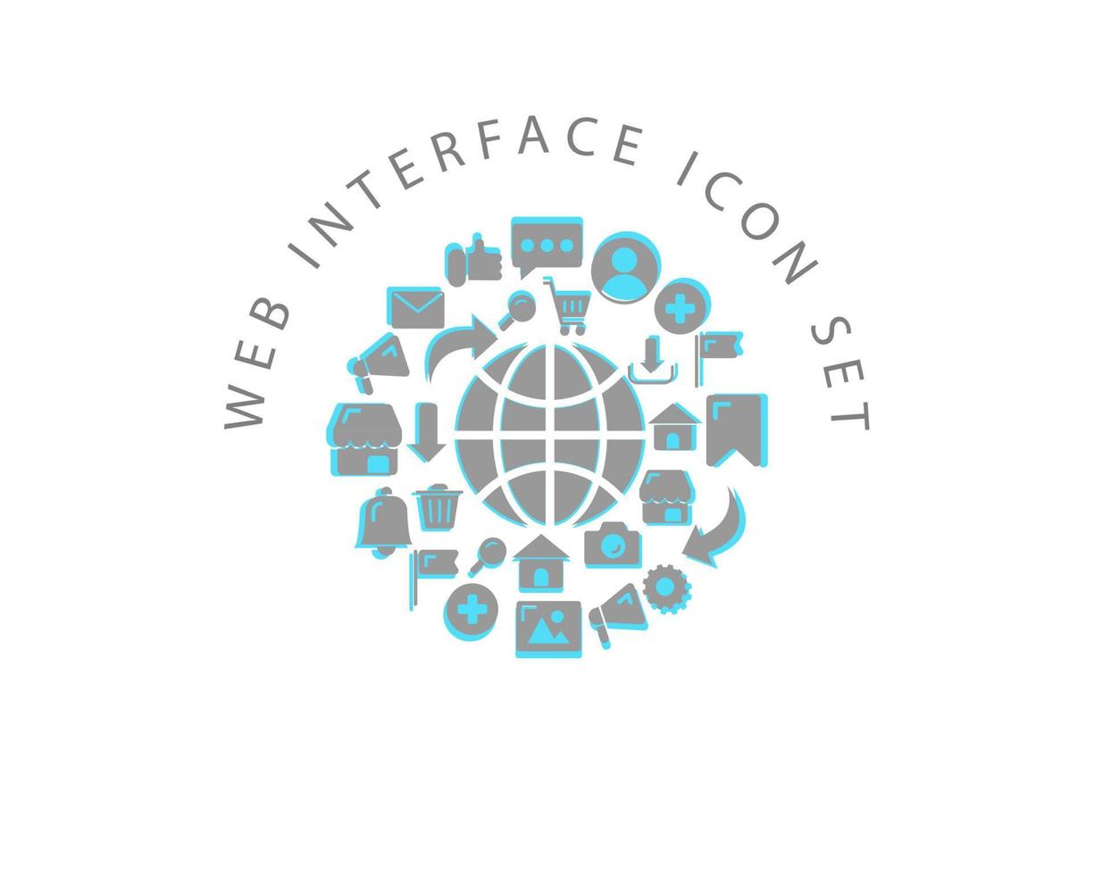 Web interface icon set design on white background. vector