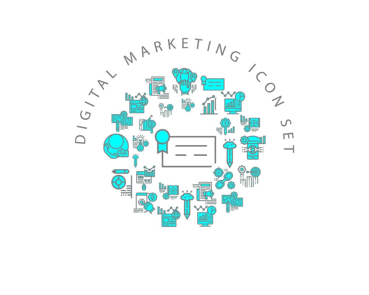 Digital Marketing icon set design on white background vector