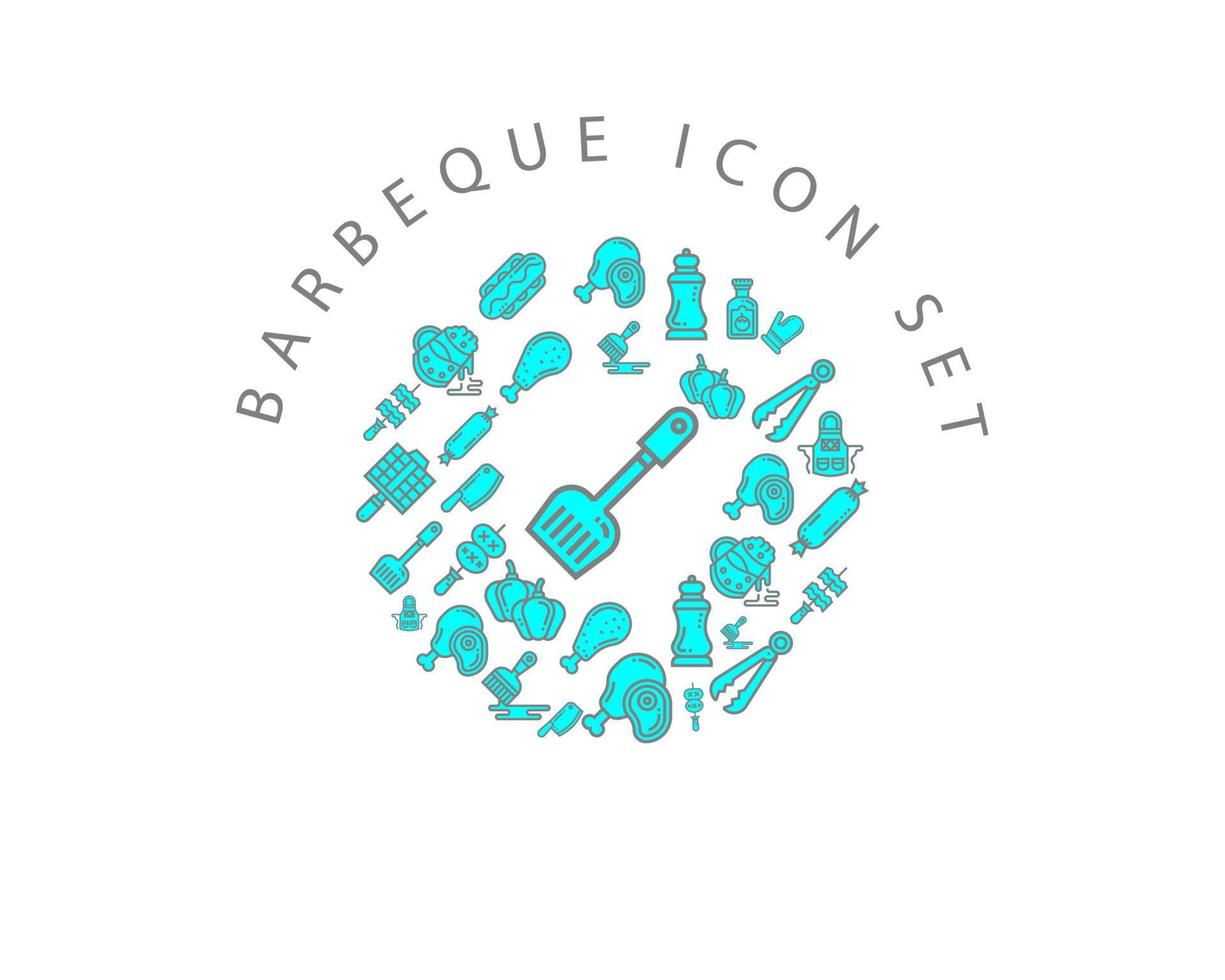 Barbeque icon set design on white background. vector