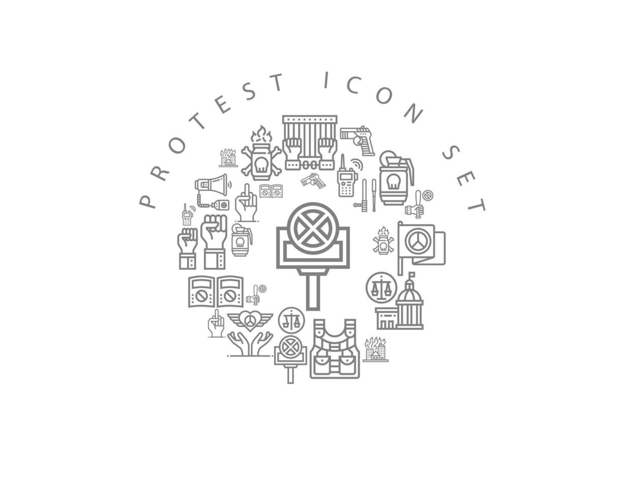 diseño de conjunto de iconos de protesta sobre fondo blanco. vector