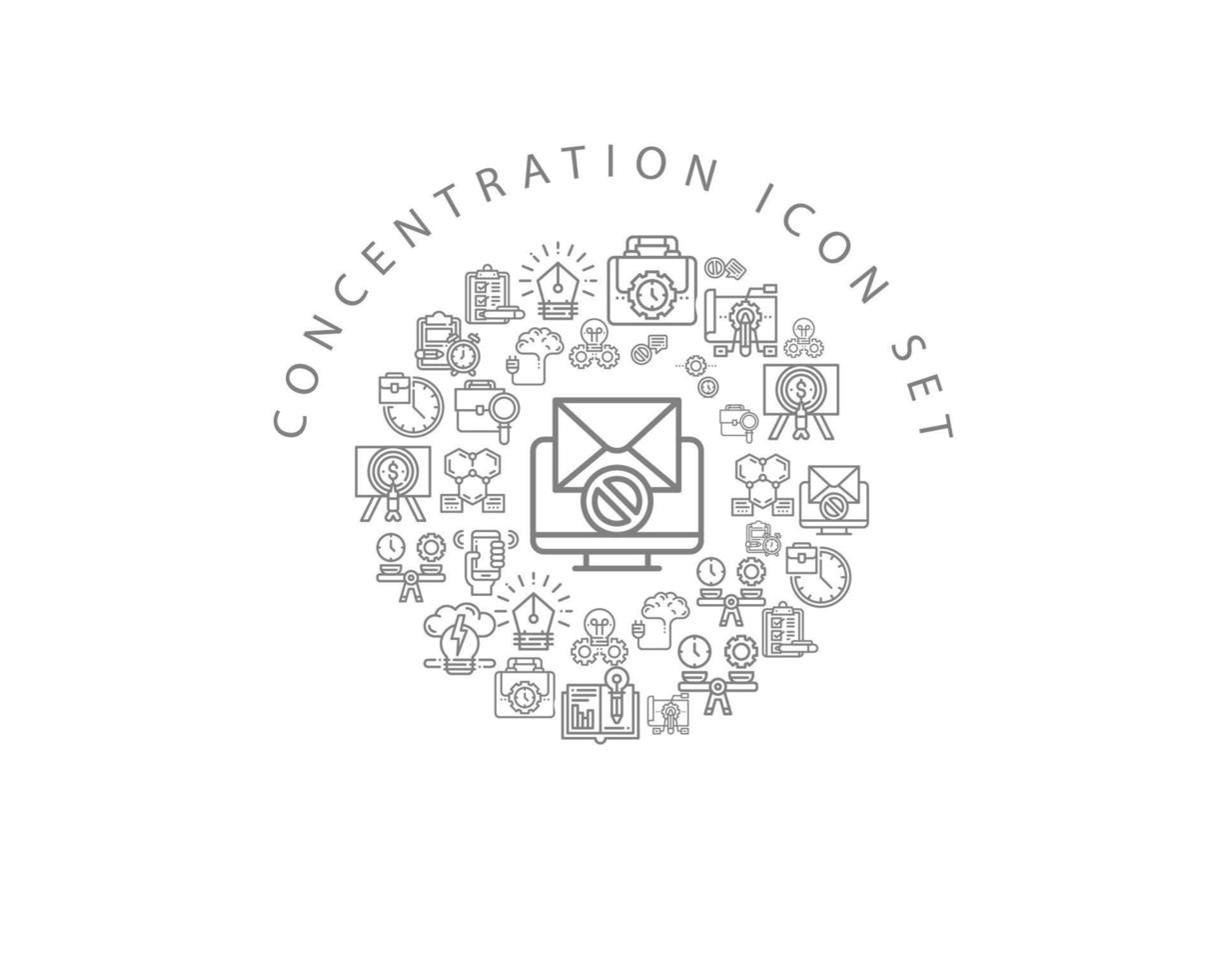 Concentration icon set design on white background. vector