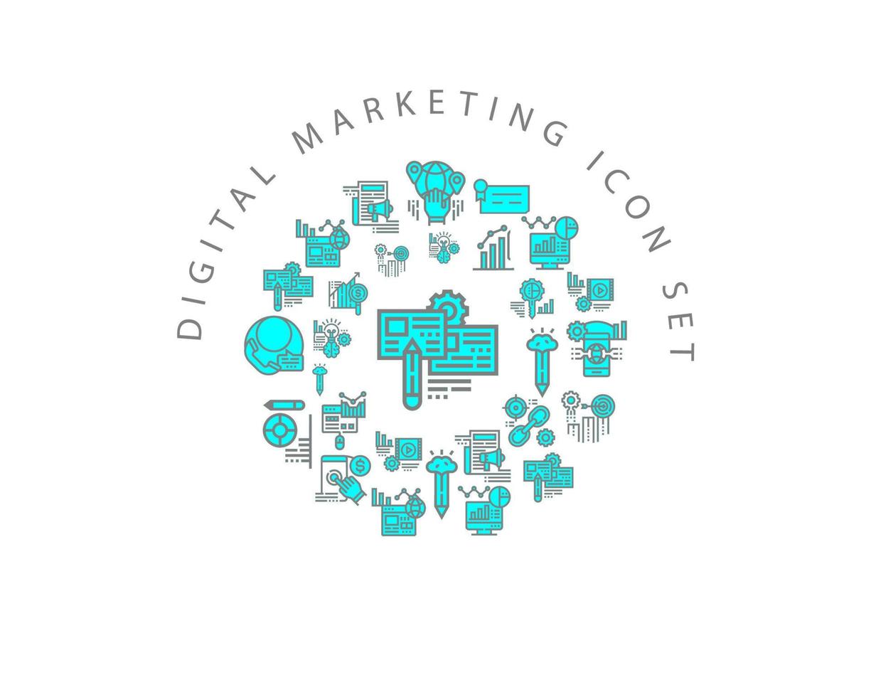 Digital Marketing icon set design on white background vector