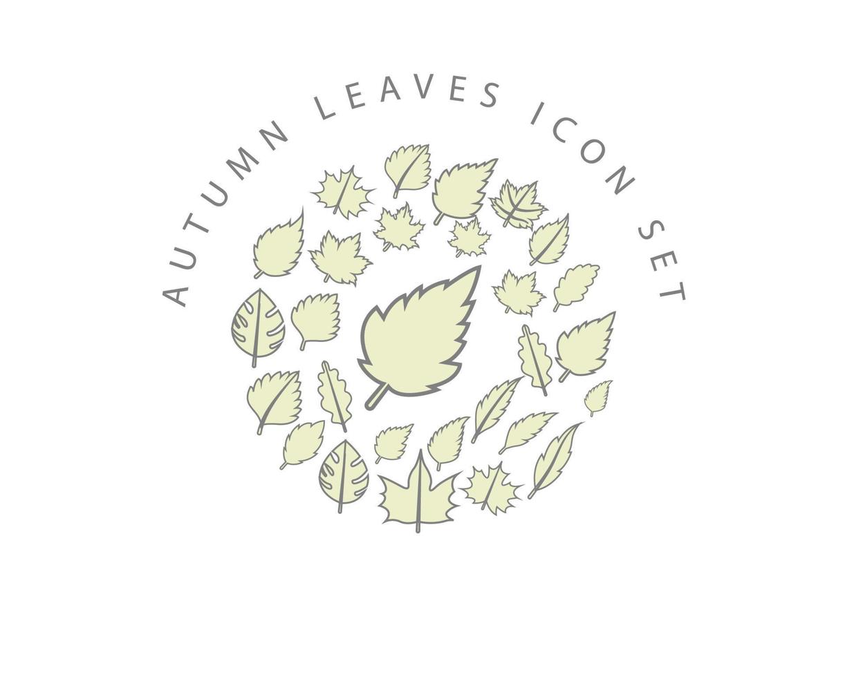 Autumn leaves icon set design on white background. vector