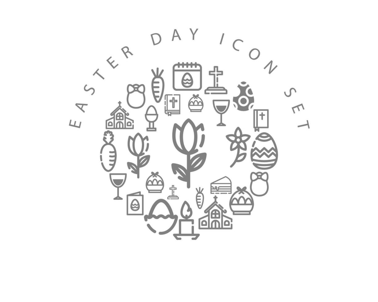 Easter day icon set design on white background. vector