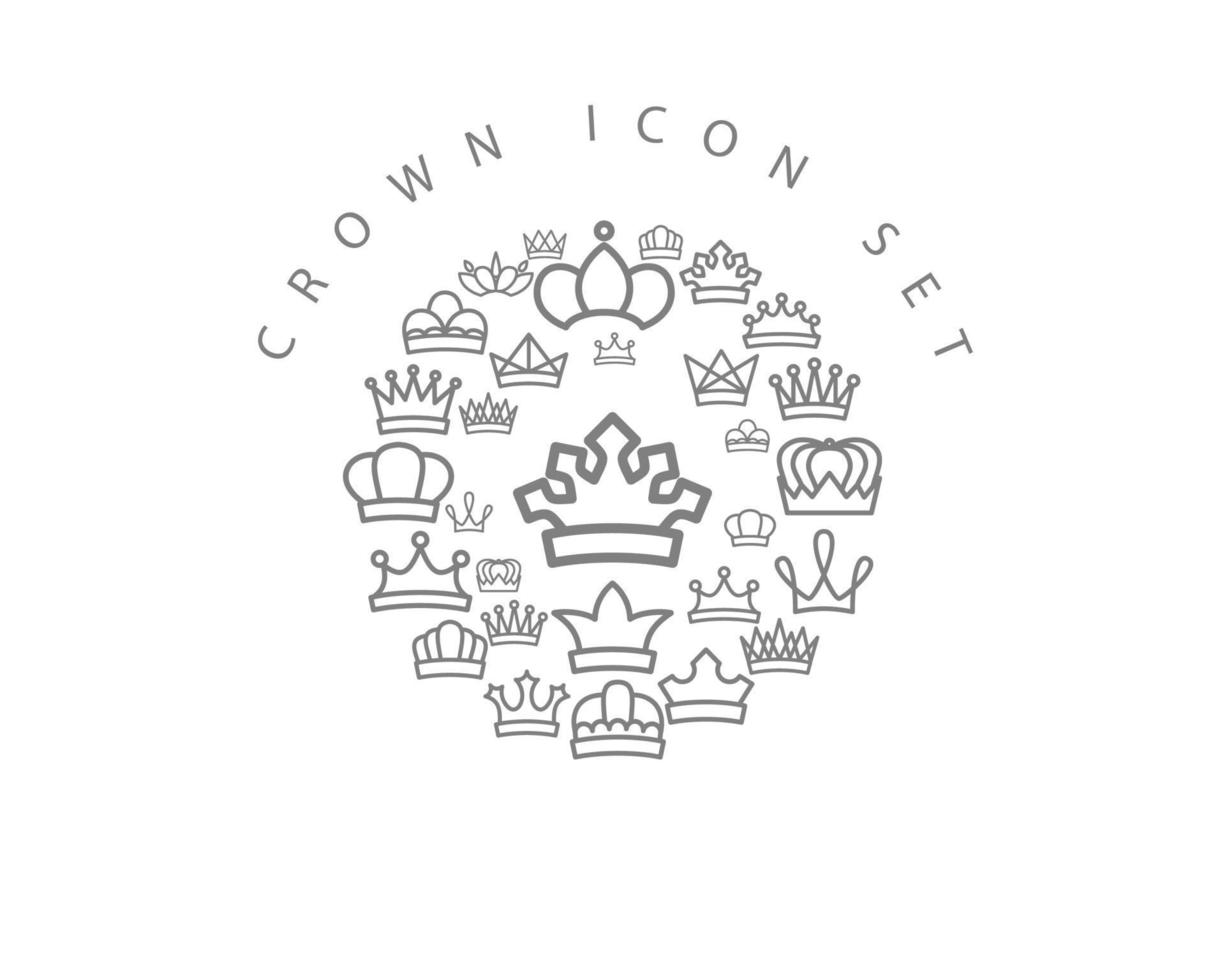 Crown icon set design on white background. vector