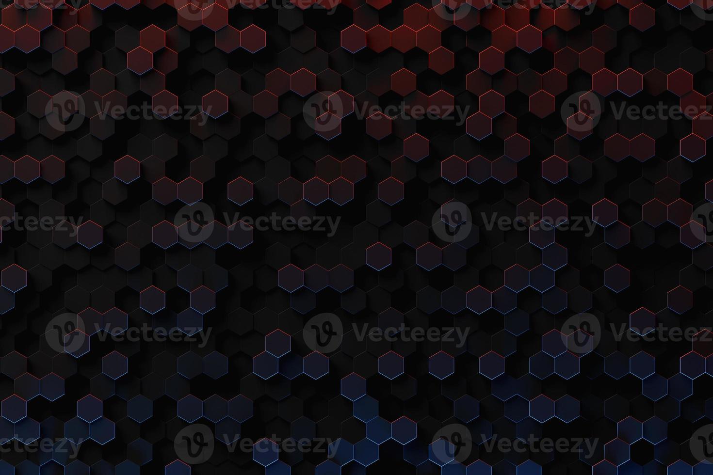 3d illustration of a black  honeycomb monochrome honeycomb for honey. Pattern of simple geometric hexagonal shapes, mosaic background. photo
