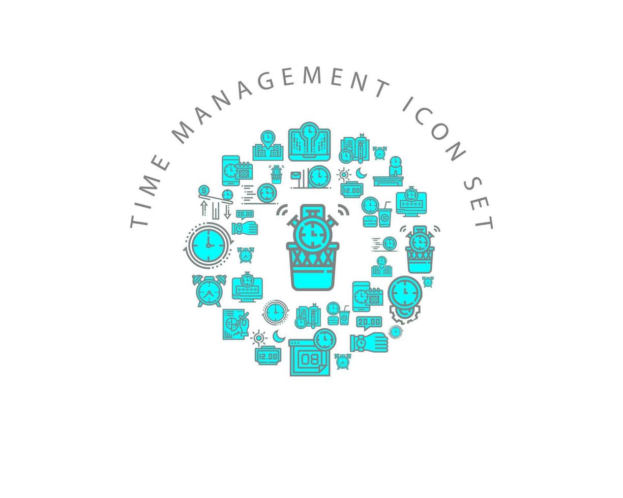 Time management icon set  design on white background. vector