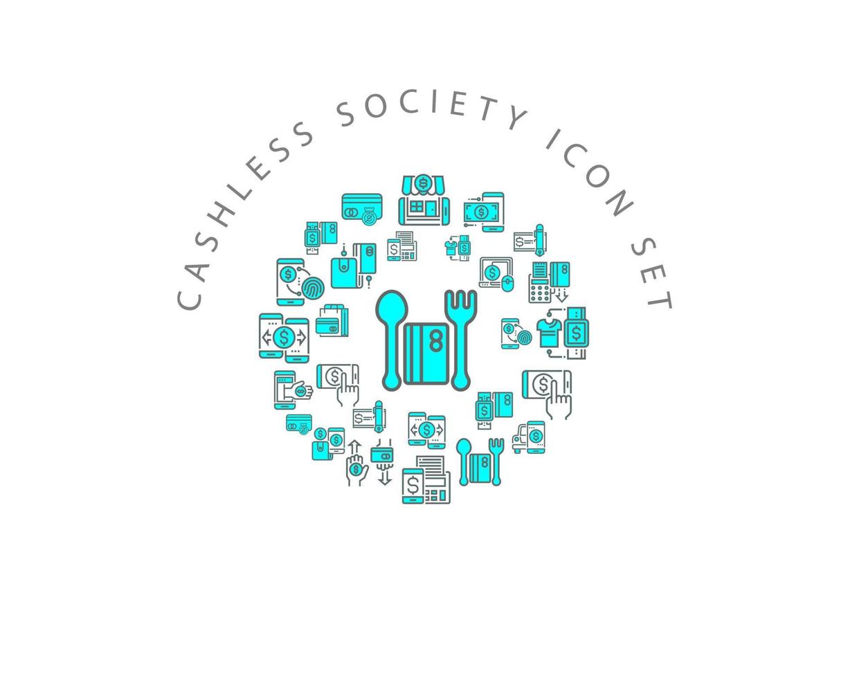 Cashless society icon set design on white background vector