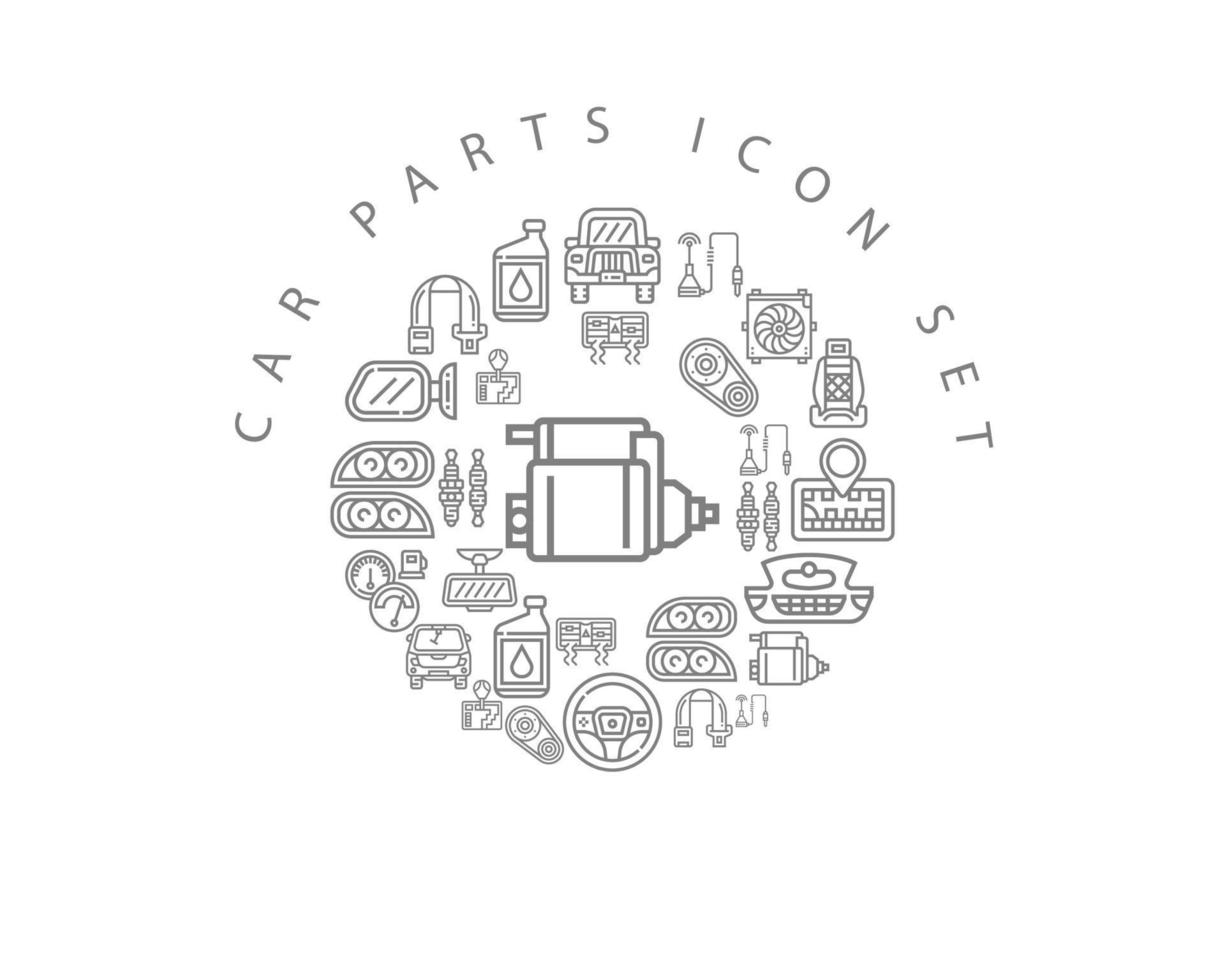 Car parts icon set design on white background. vector