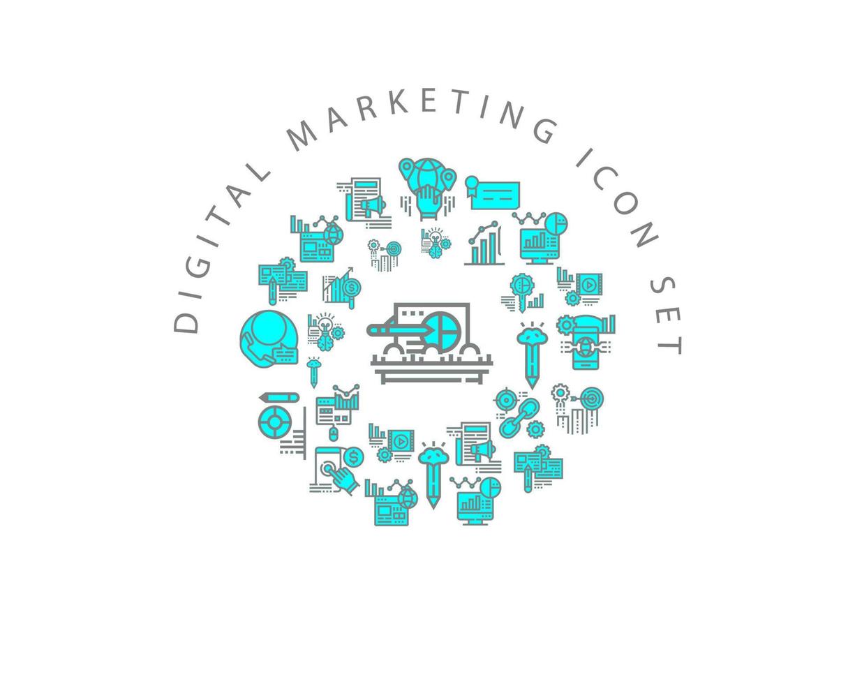 Digital Marketing icon set design on white background vector