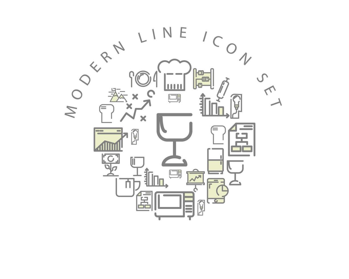 Modern line icon set design on white background icon set design on white background vector