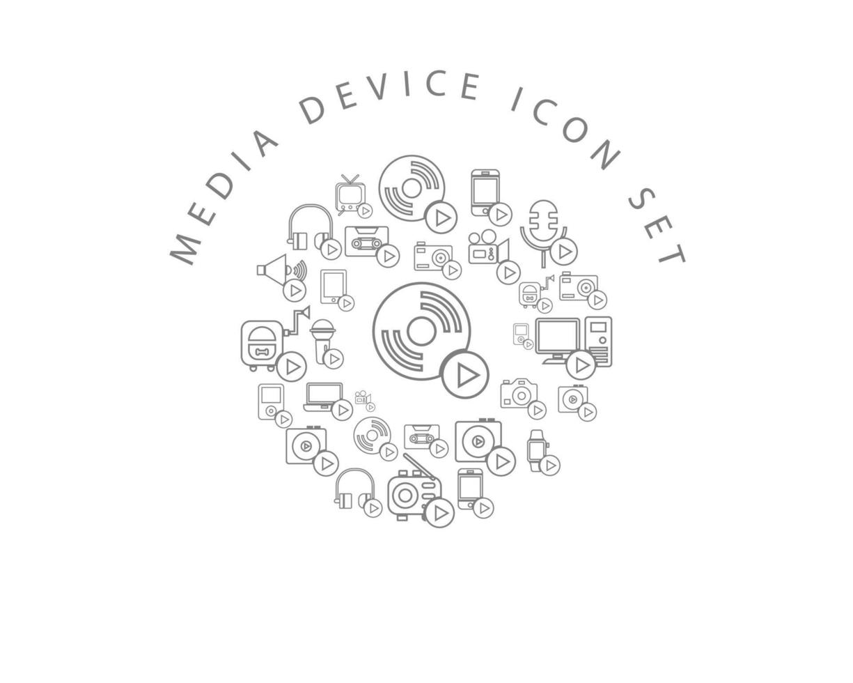 Media device icon set design on white background vector