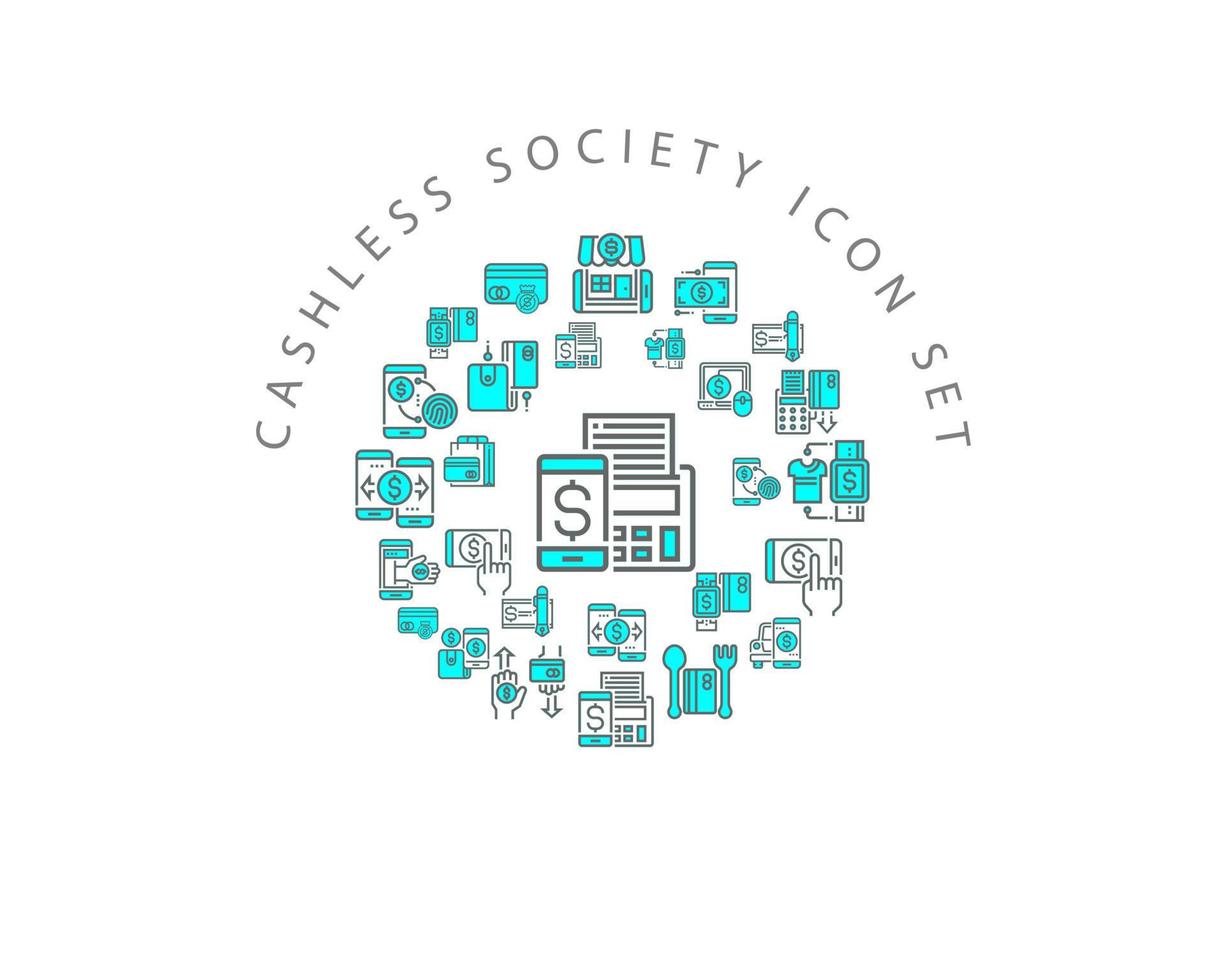 Cashless society icon set design on white background vector