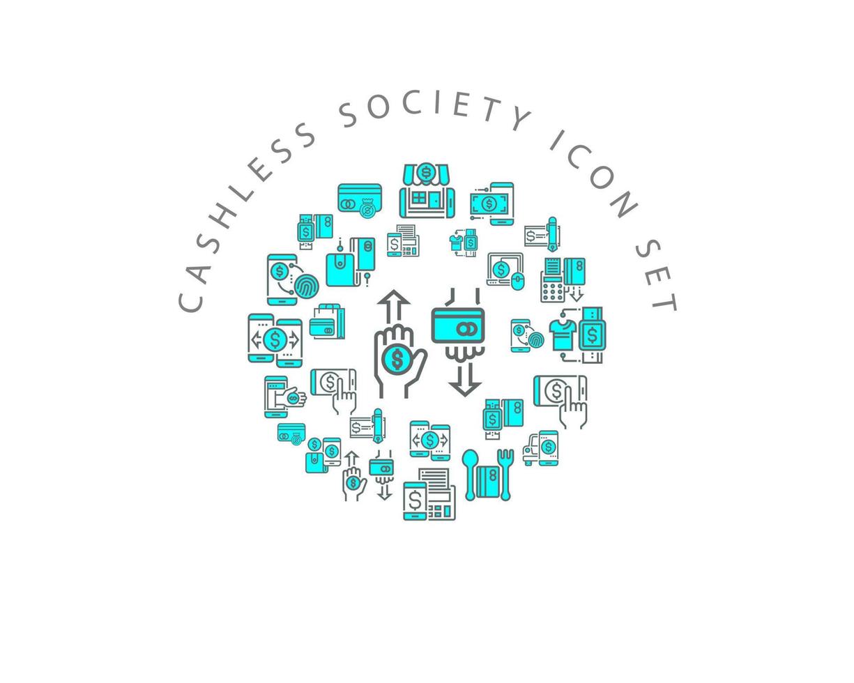 Cashless society icon set design on white background vector