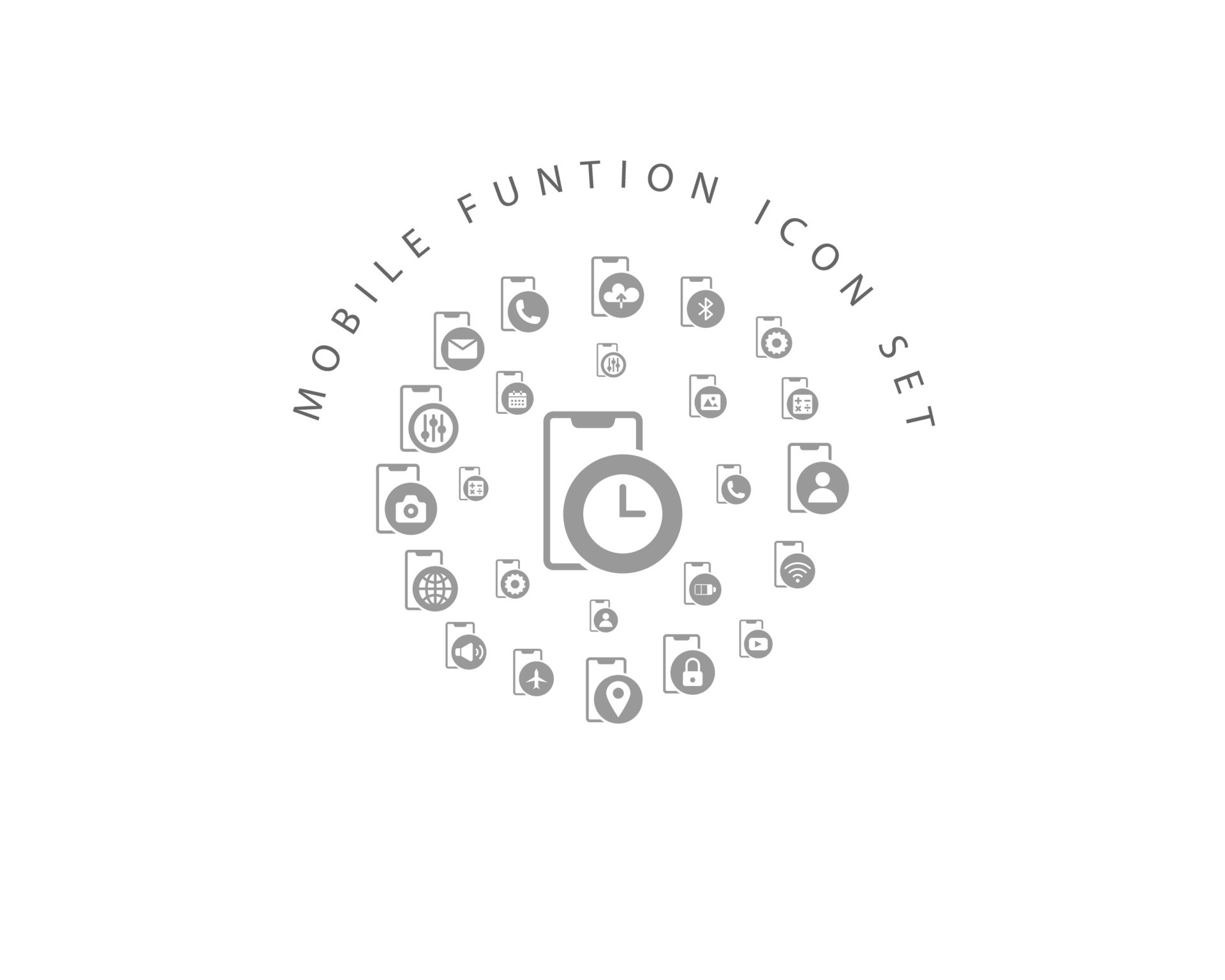 Mobile function icon set design on white background. 10723659 Vector ...