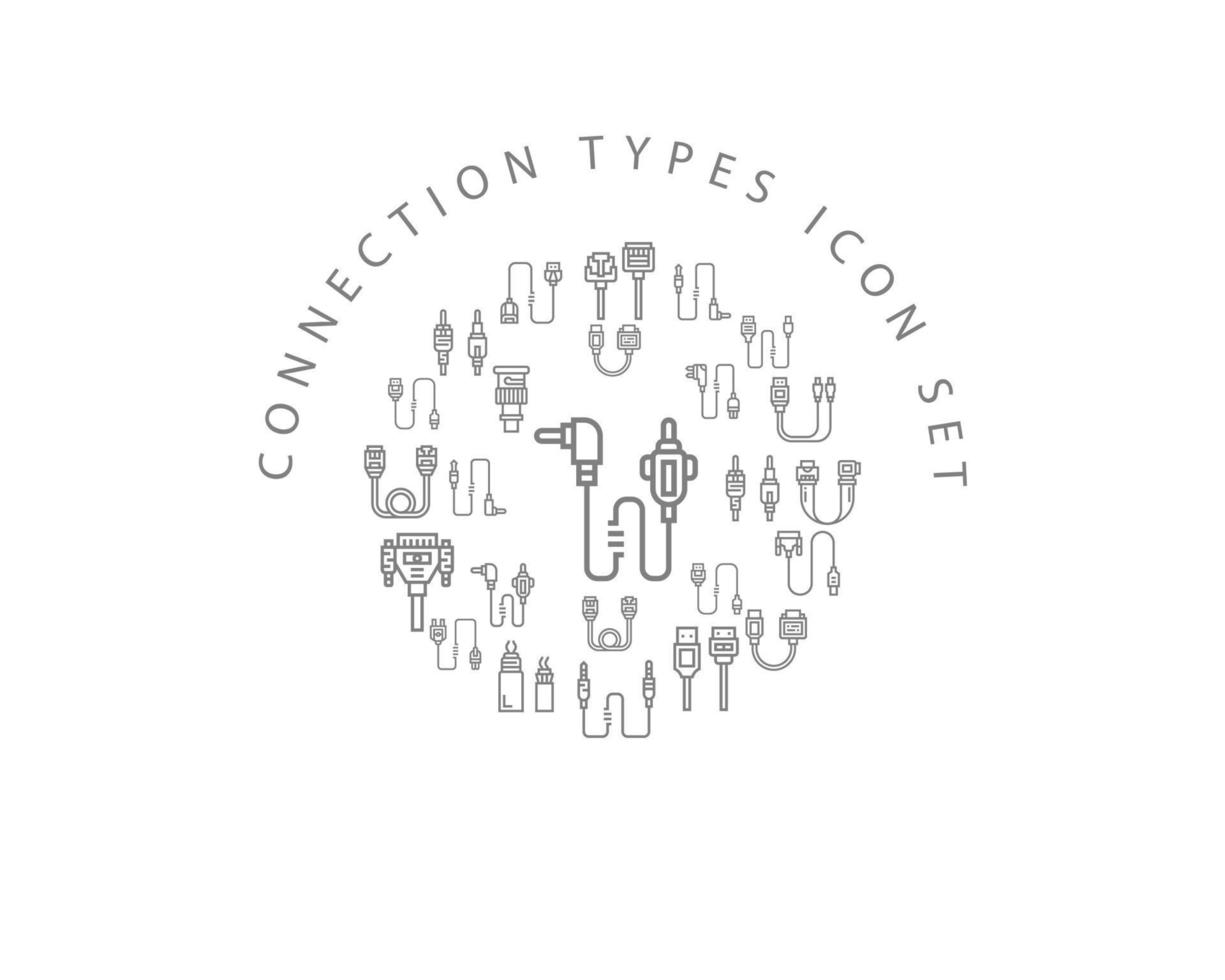 Connection types icon set design on white background vector