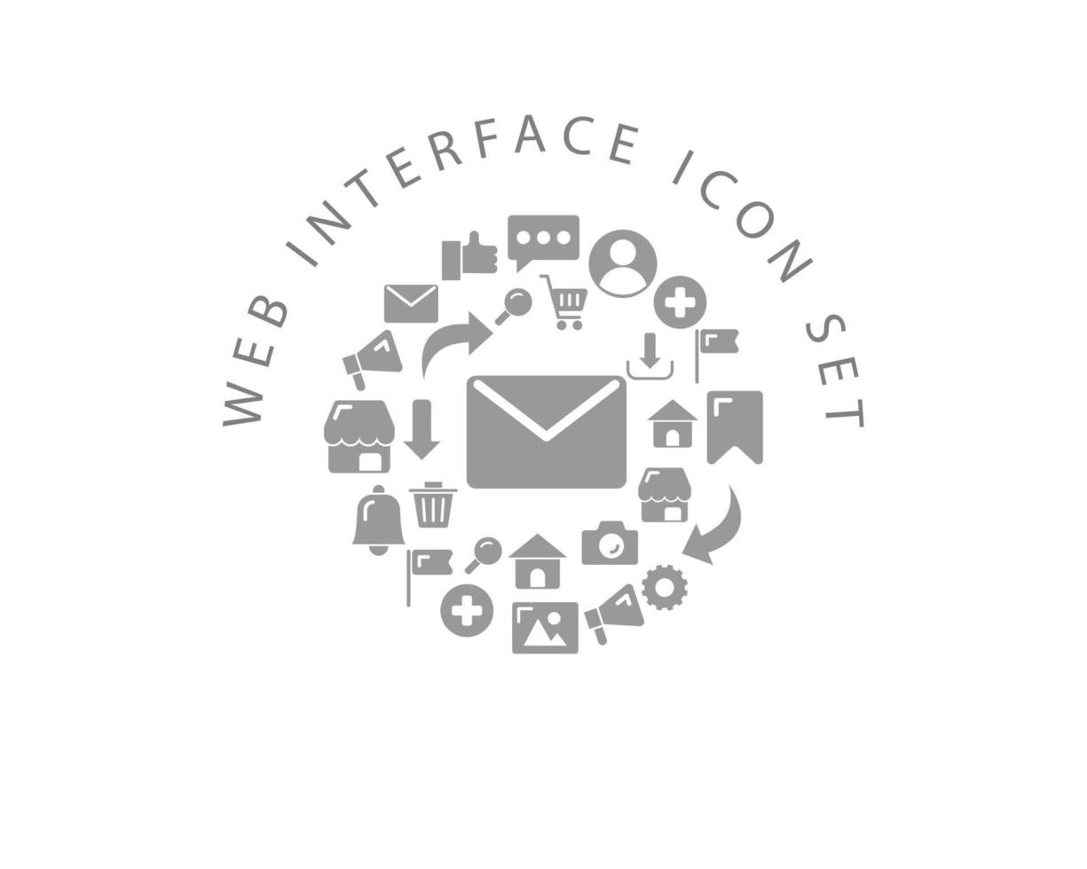 Web interface icon set design on white background. vector