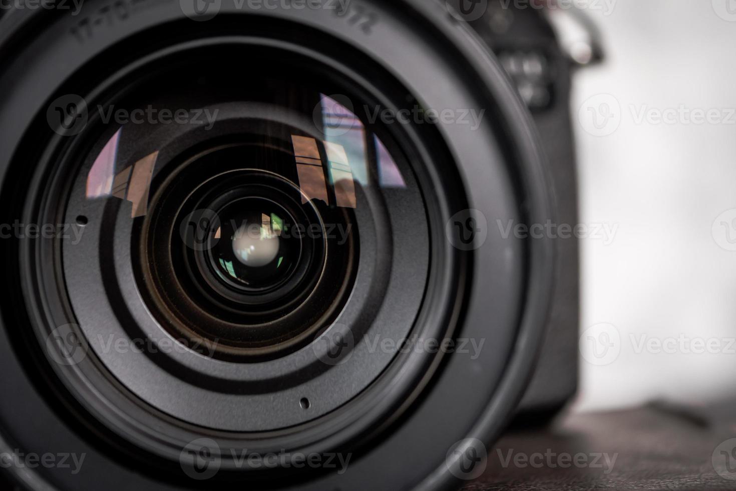 Close up of the camera lens. photo