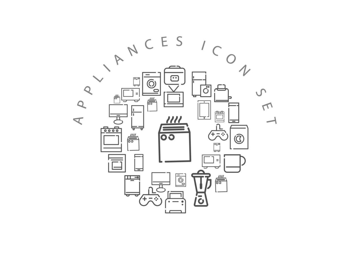 Appliances flat icon set design on white background. vector