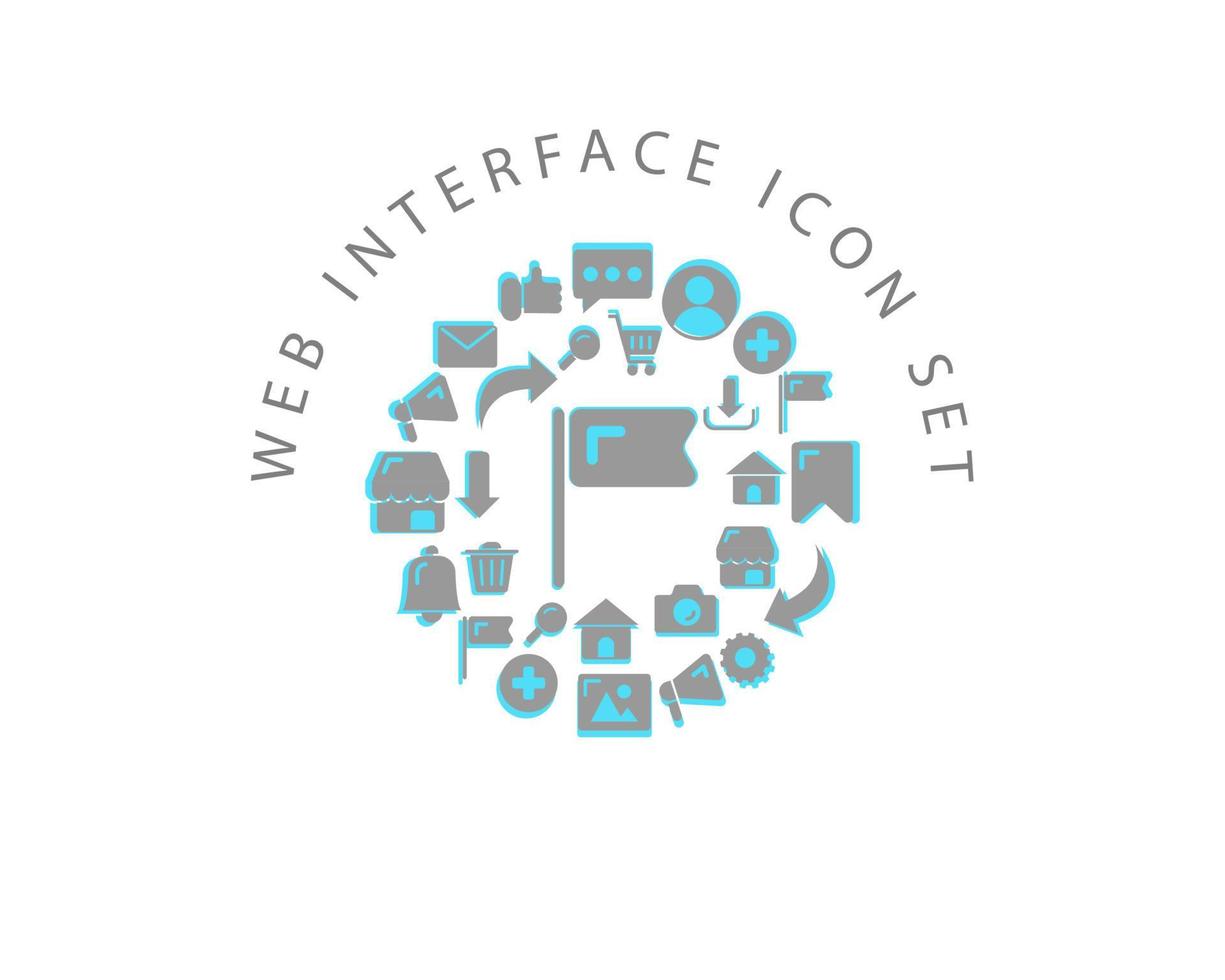 Web interface icon set design on white background. vector