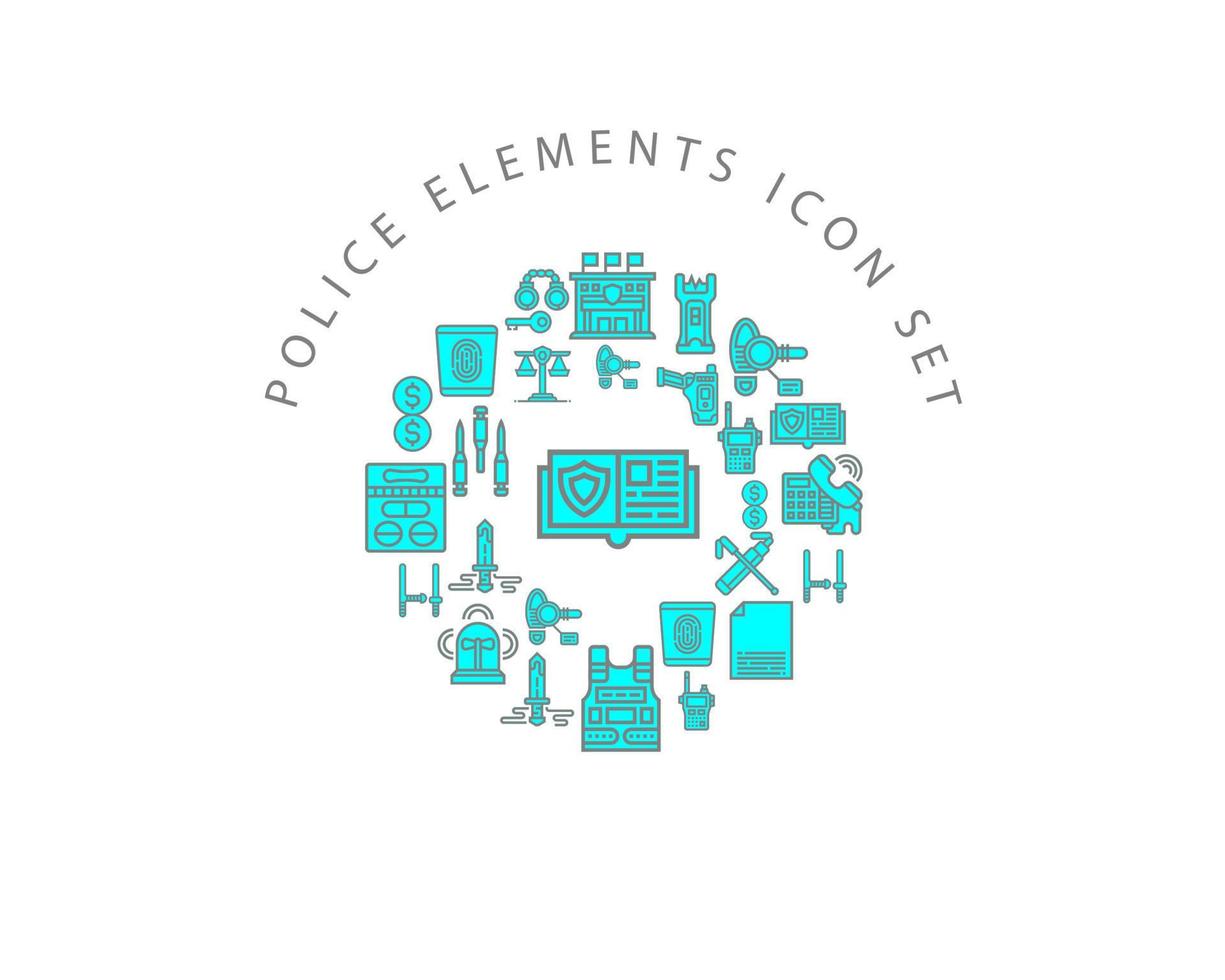 Police Elements icon set design on white background. vector
