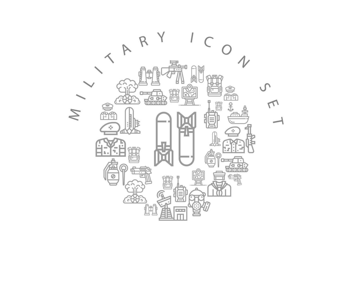 Military icon set design on white background vector