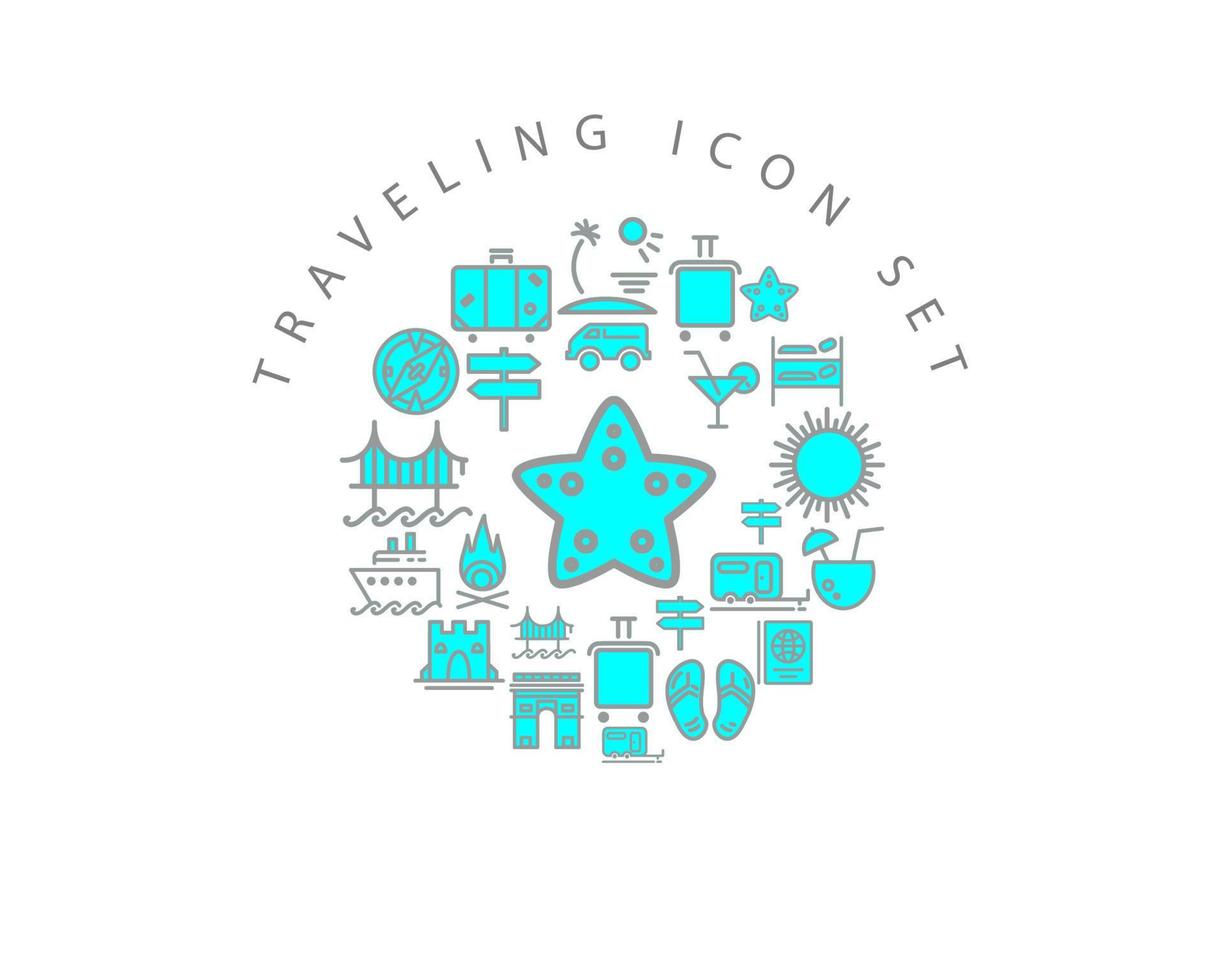 Traveling icon set design on white background. vector