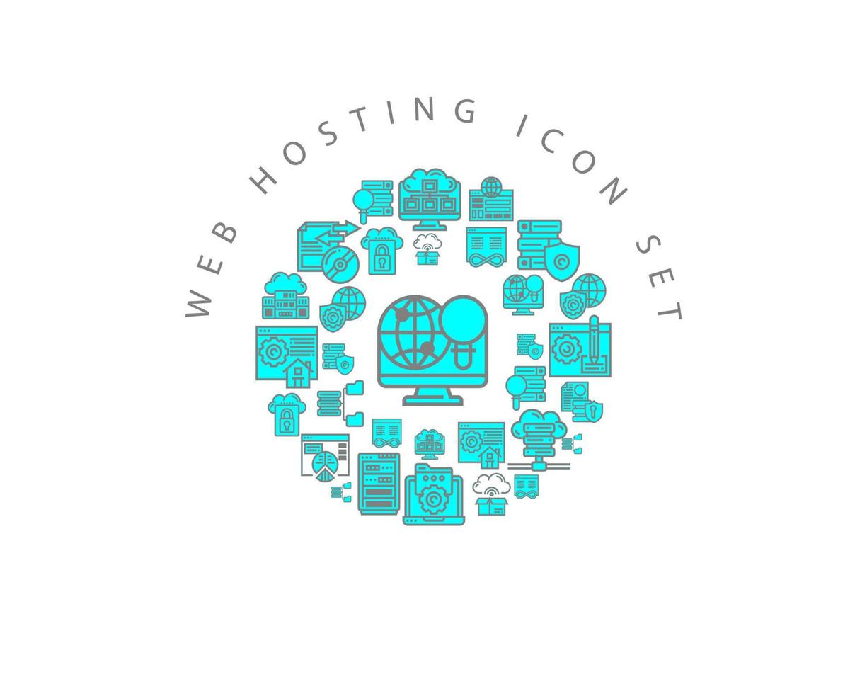 Web hosting icon set design on white background. vector