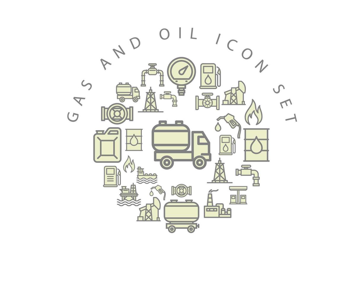 Gas and oil icon set design on white background. vector