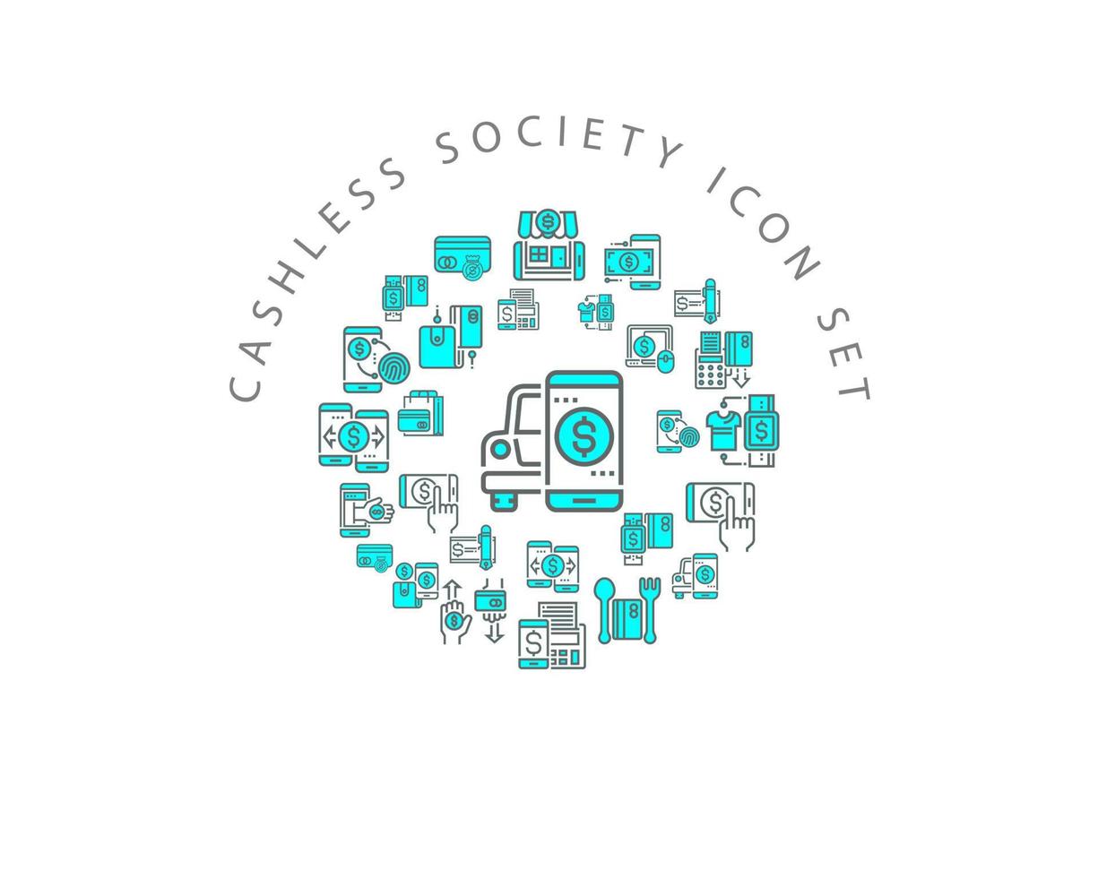 Cashless society icon set design on white background vector