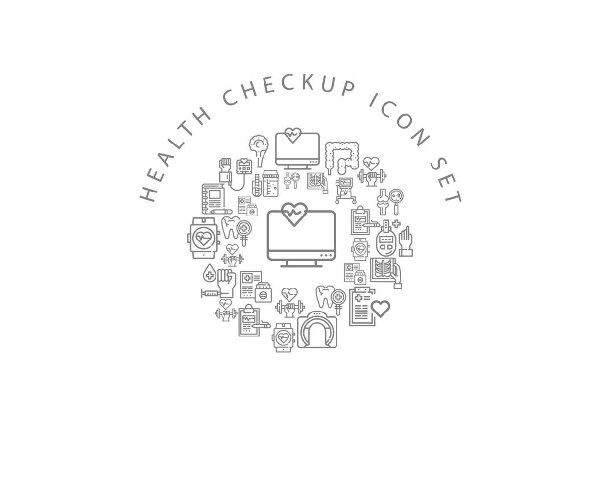 health checkup icon set design on white background vector