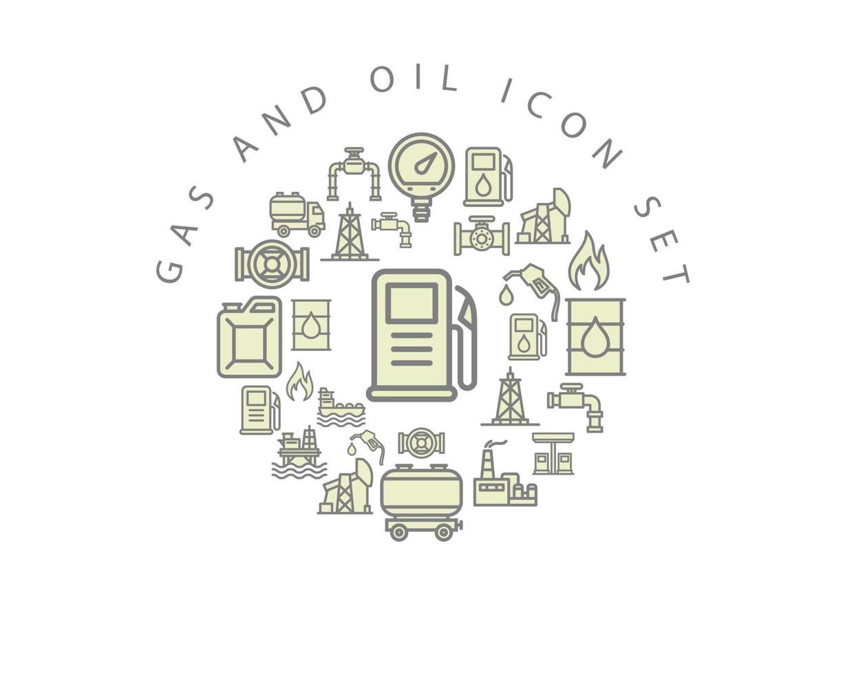 Gas and oil icon set design on white background. vector