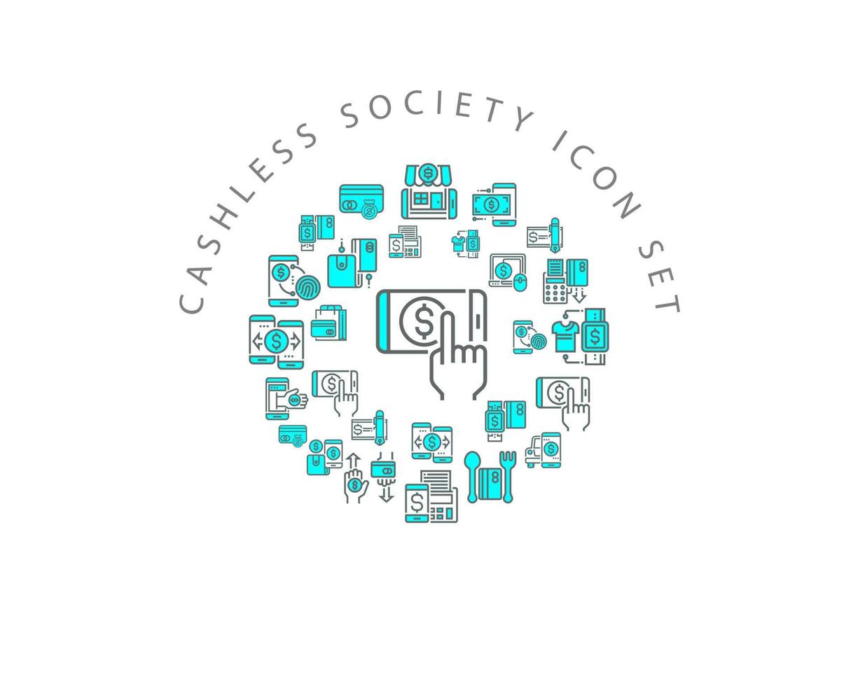 Cashless society icon set design on white background vector