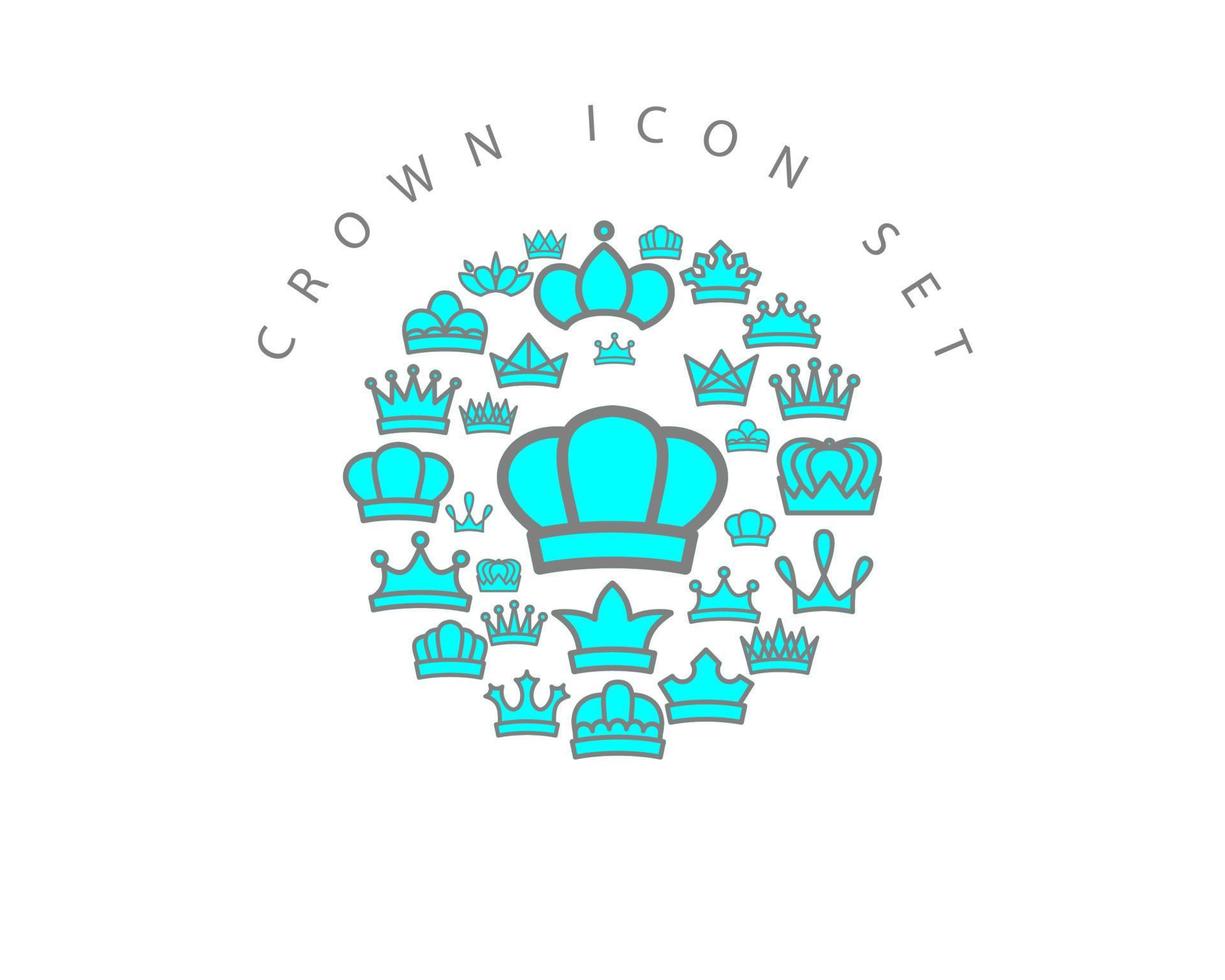 Crown icon set design on white background. vector