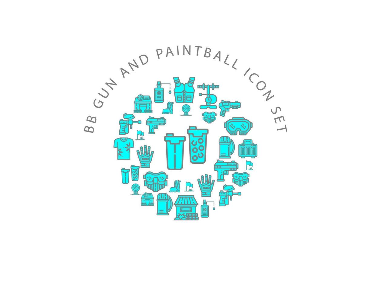 BB gun and paintball icon set on white background. vector