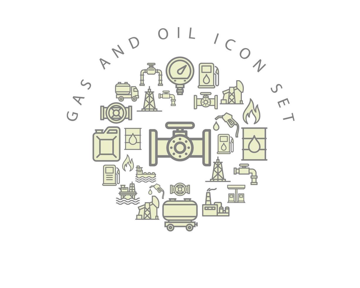 Gas and oil icon set design on white background. vector