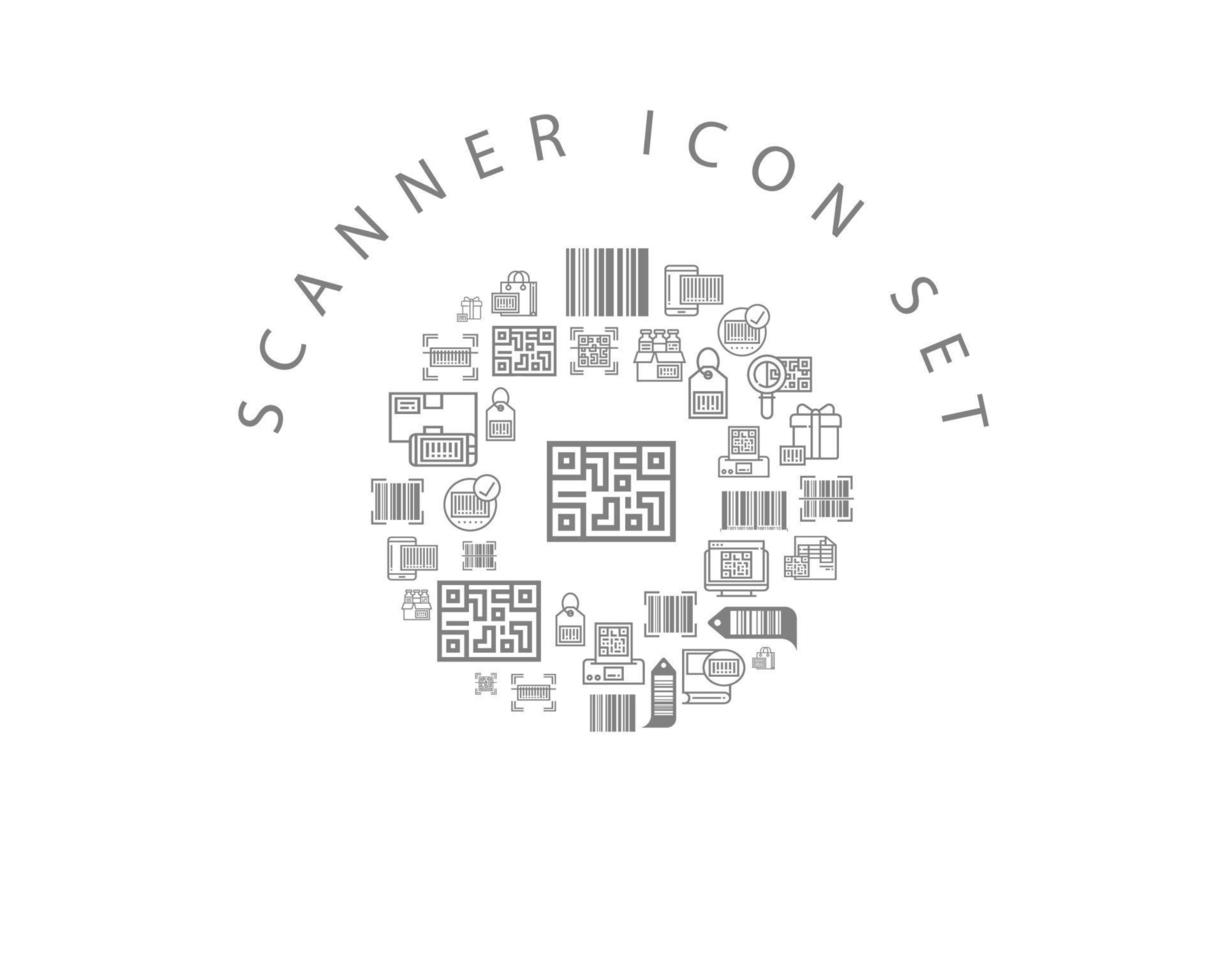 Scanner  icon set design on white background. vector