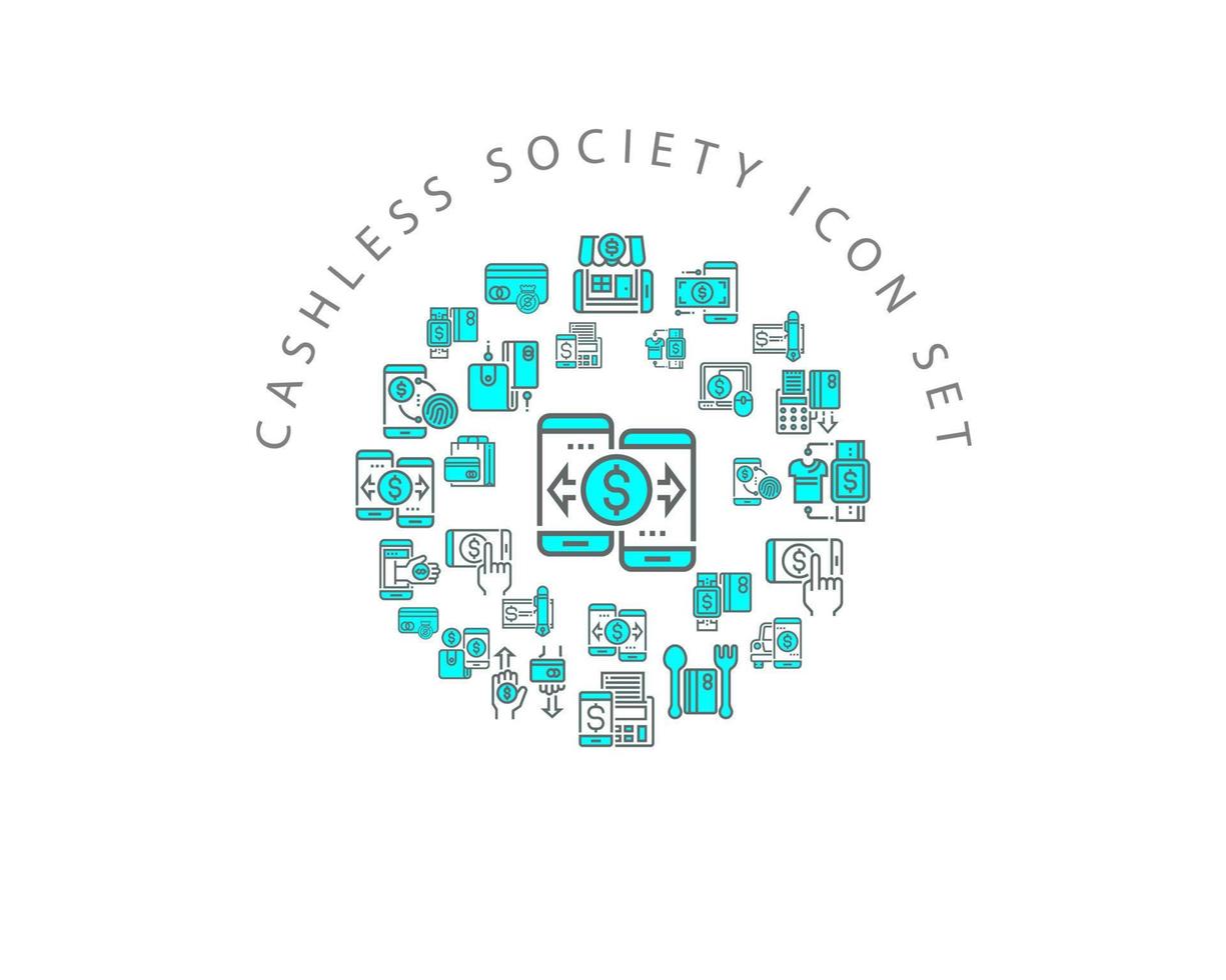 Cashless society icon set design on white background vector