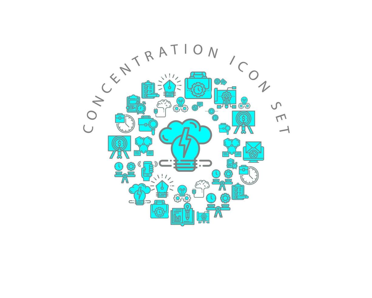 Concentration icon set design on white background. vector